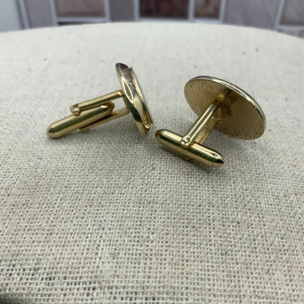 Swank Vintage Oval Gold Tone Cuff Links